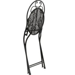 Set giardino Bistrot Tavolo rotondo 60 cm e 2 sedie richiudibili in metallo Nero Design Liberty