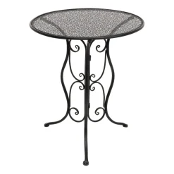 Set giardino Bistrot Tavolo rotondo 60 cm e 2 sedie richiudibili in metallo Nero Design Liberty