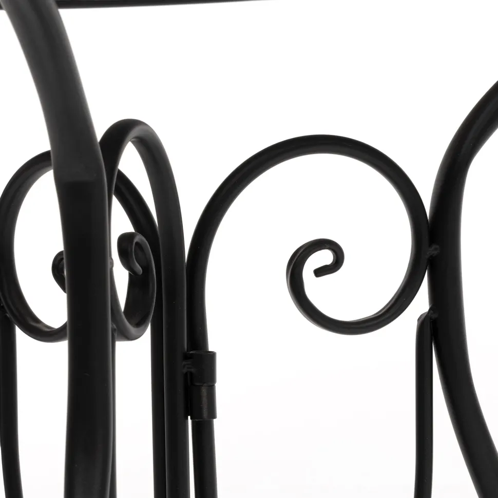 Set giardino Bistrot Tavolo rotondo 60 cm e 2 sedie richiudibili in metallo Nero Design Liberty