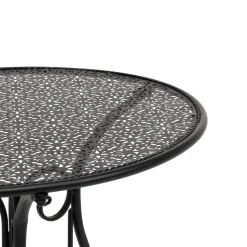 Set giardino Bistrot Tavolo rotondo 60 cm e 2 sedie richiudibili in metallo Nero Design Liberty