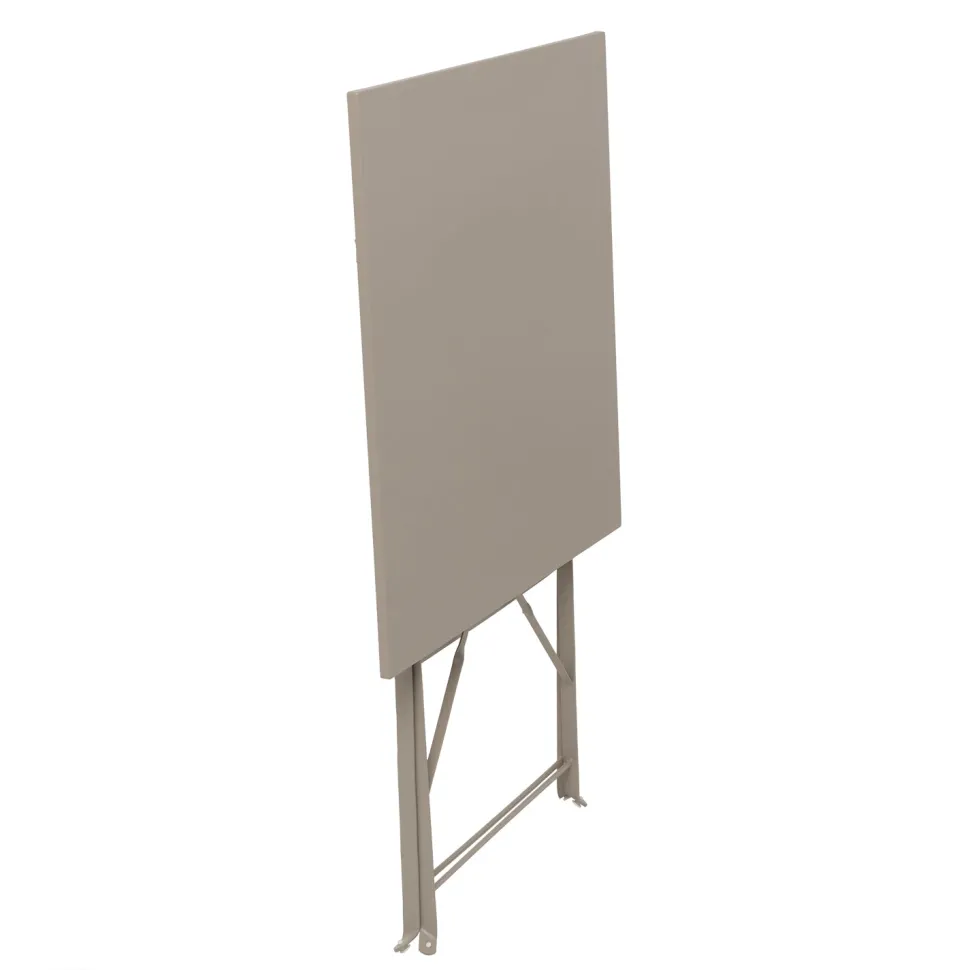 Set giardino Bistrot tavolo 60x60 cm e 2 sedie pieghevoli in acciaio Tortora