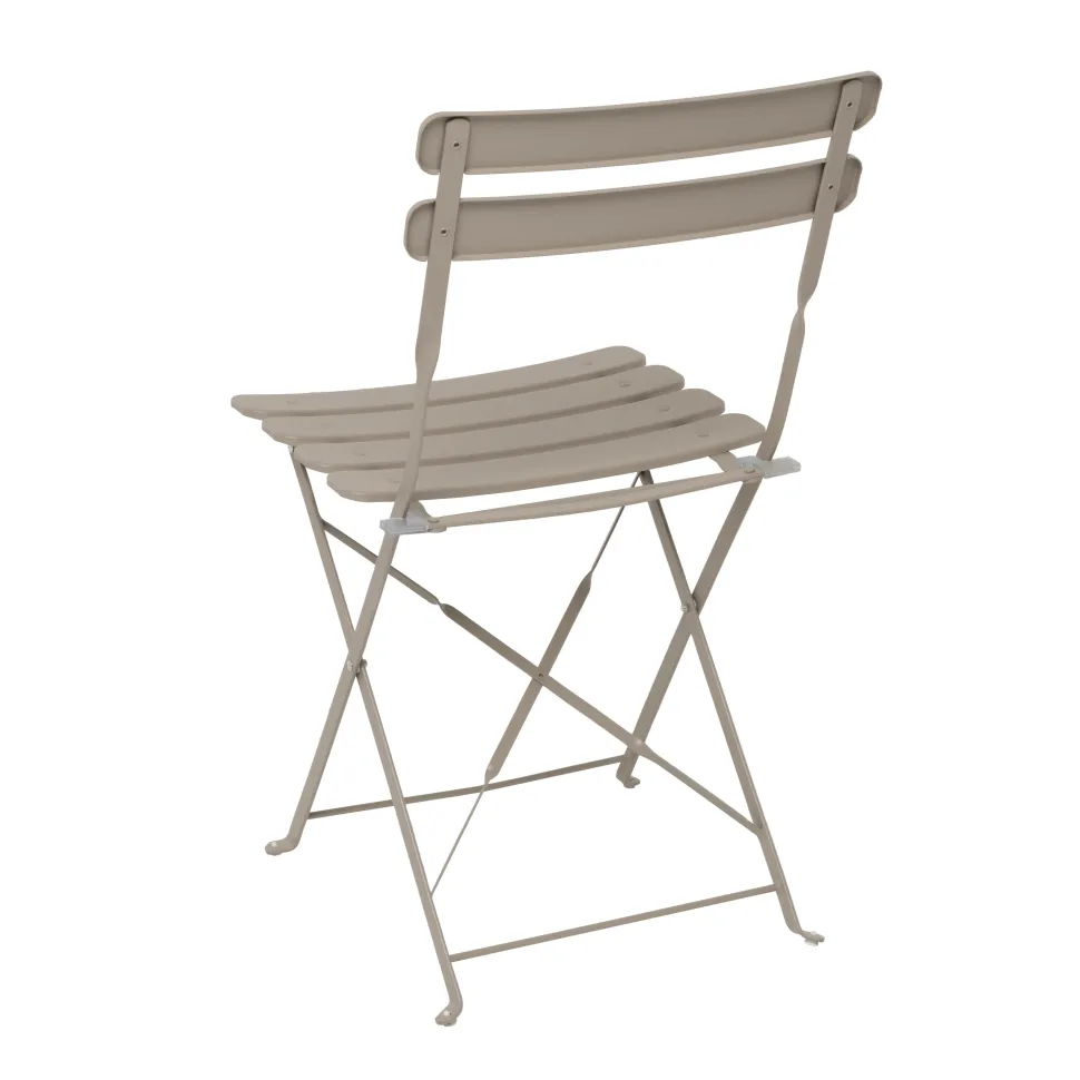 Set giardino Bistrot tavolo 60x60 cm e 2 sedie pieghevoli in acciaio Tortora