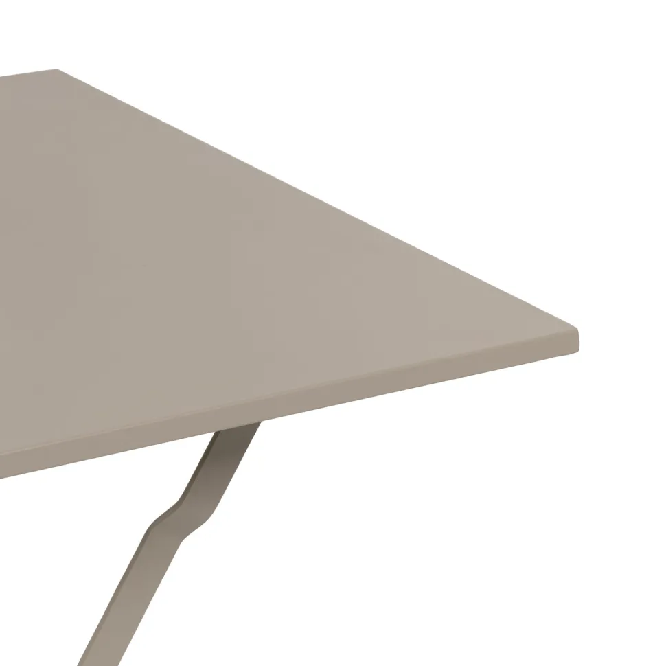 Set giardino Bistrot tavolo 60x60 cm e 2 sedie pieghevoli in acciaio Tortora