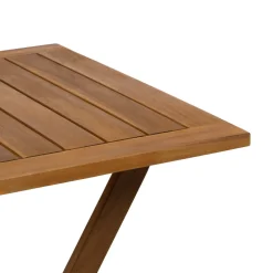 Set giardino tavolo pieghevole 60x55 cm e 2 sedie pieghevoli in legno con seduta in corda di poliestere intrecciata