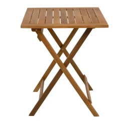 Set giardino tavolo pieghevole 60x55 cm e 2 sedie pieghevoli in legno con seduta in corda di poliestere intrecciata