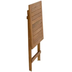 Set giardino tavolo pieghevole 60x55 cm e 2 sedie pieghevoli in legno con seduta in corda di poliestere intrecciata