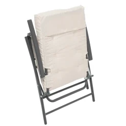 Set giardino Tavolo 45x45 cm e 2 sedie in acciaio Antracite Richiudibili con Cuscini Ècru