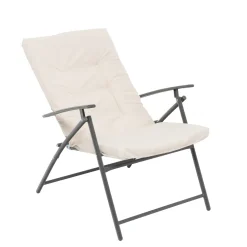 Set giardino Tavolo 45x45 cm e 2 sedie in acciaio Antracite Richiudibili con Cuscini Ècru