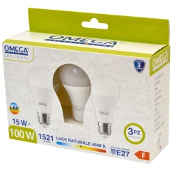 Set 3 Lampadine LED a goccia 15 Watt E27 4000K