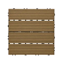 Set 6 Mattonelle da Esterno in WPC a Incastro Marroni 29×29 cm