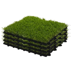 Set 4 Mattonelle Prato da Esterno in Polietilene a Incastro 30×30 cm
