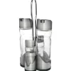Set Menage in Vetro con Stand Metallo Cromato h20 cm