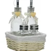 Set Menage 4 Pezzi in Vetro con Cesto