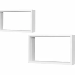 Set Mensole da Parete in Legno Bianco 2 Pezzi