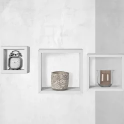 Set Mensole da Parete in Legno Bianco 3 Pezzi