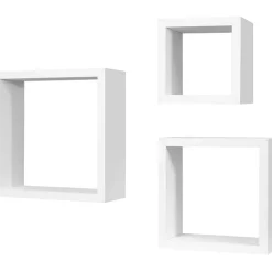 Set Mensole da Parete in Legno Bianco 3 Pezzi