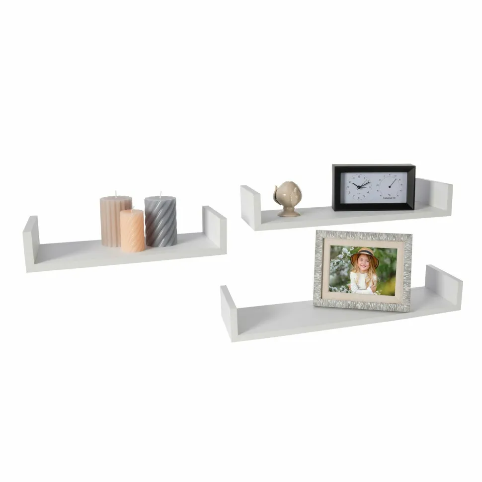 Set Mensole da Parete in Legno Bianco 3 Pezzi