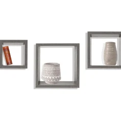 Set Mensole da Parete in Legno Rovere Grigio 3 Pezzi