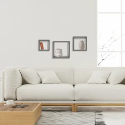 Set Mensole da Parete in Legno Rovere Grigio 3 Pezzi