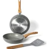 Set 2 Padelle antiaderenti con spatola Linea WoodLine