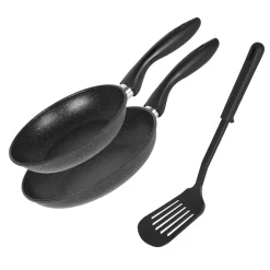 Set 2 Padelle Antiaderenti + Pala Forata Linea Augusta 3 Pezzi