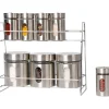 Set 8 pezzi Barattoli e portaspezie in vetro e acciaio inox con stand