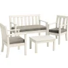 Set 3 Pezzi Cuscini Divanetto da Giardino Sfoderabili Tortora
