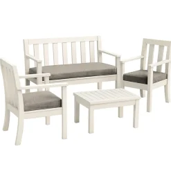 Set 3 Pezzi Cuscini Divanetto da Giardino Sfoderabili Tortora