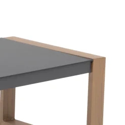 Set Salotto da giardino 4 pezzi in Alluminio Effetto legno, Tavolino in vetro e Cuscini Antracite Design Moderno