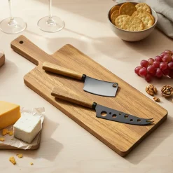 Set Tagliere Formaggi in Legno di Acacia 41x15 cm