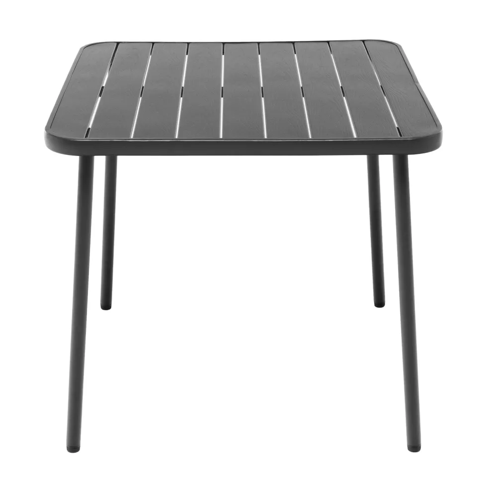 Set Tavolo da Giardino 4 Posti in Metallo con Sedie Intrecciate Antracite