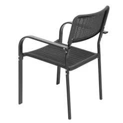 Set Tavolo da Giardino 4 Posti in Metallo con Sedie Intrecciate Antracite