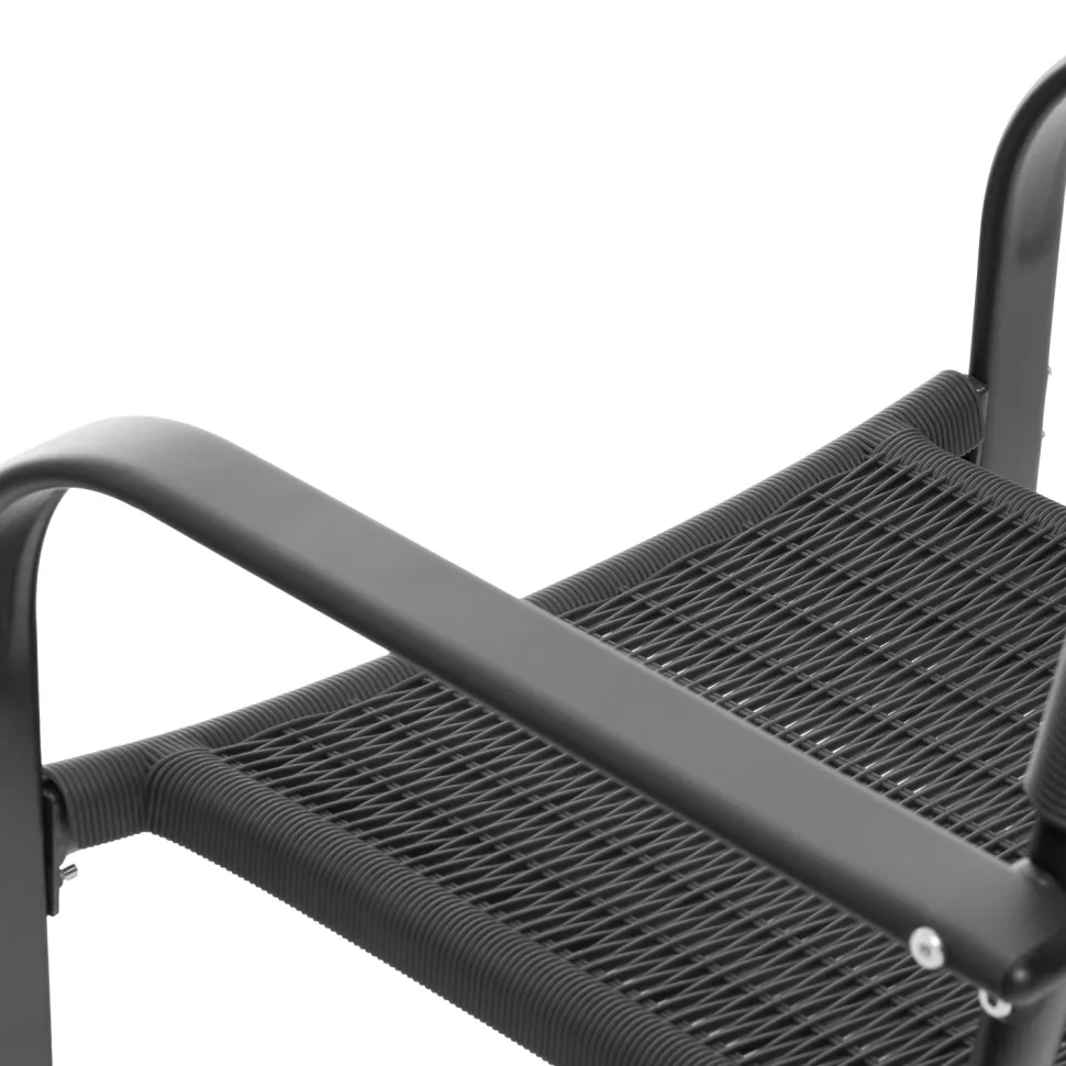Set Tavolo da Giardino 4 Posti in Metallo con Sedie Intrecciate Antracite