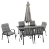 Set Tavolo da Giardino 6 Sedie con Ombrellone Grigio