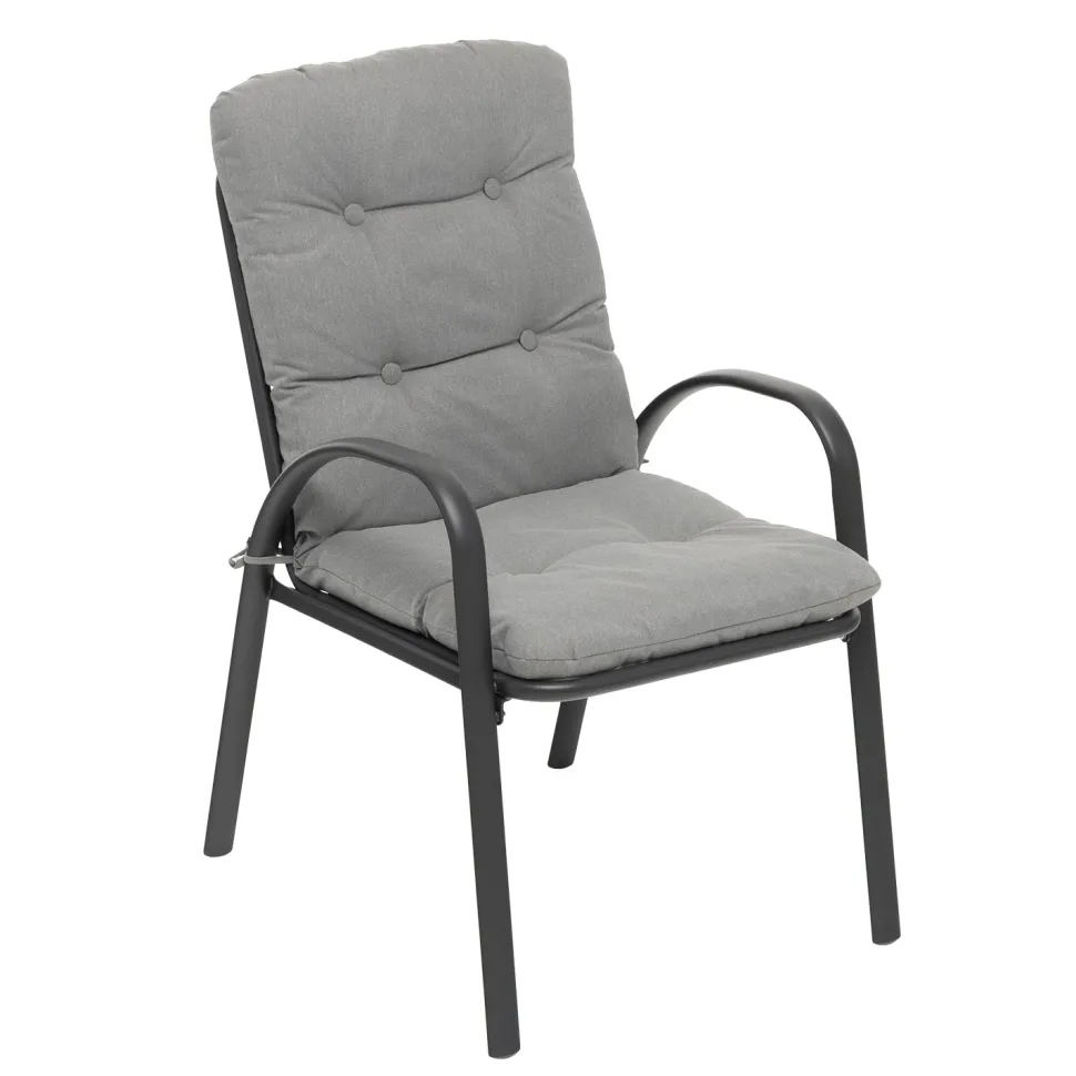 Set Tavolo da Giardino 6 Sedie con Ombrellone Grigio
