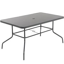 Set Tavolo da Giardino 6 Sedie con Ombrellone Grigio