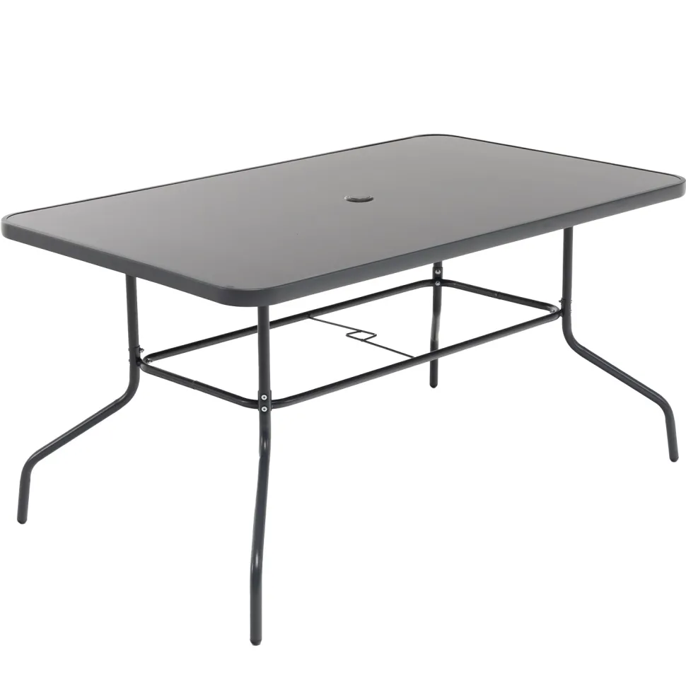 Set Tavolo da Giardino 6 Sedie con Ombrellone Grigio