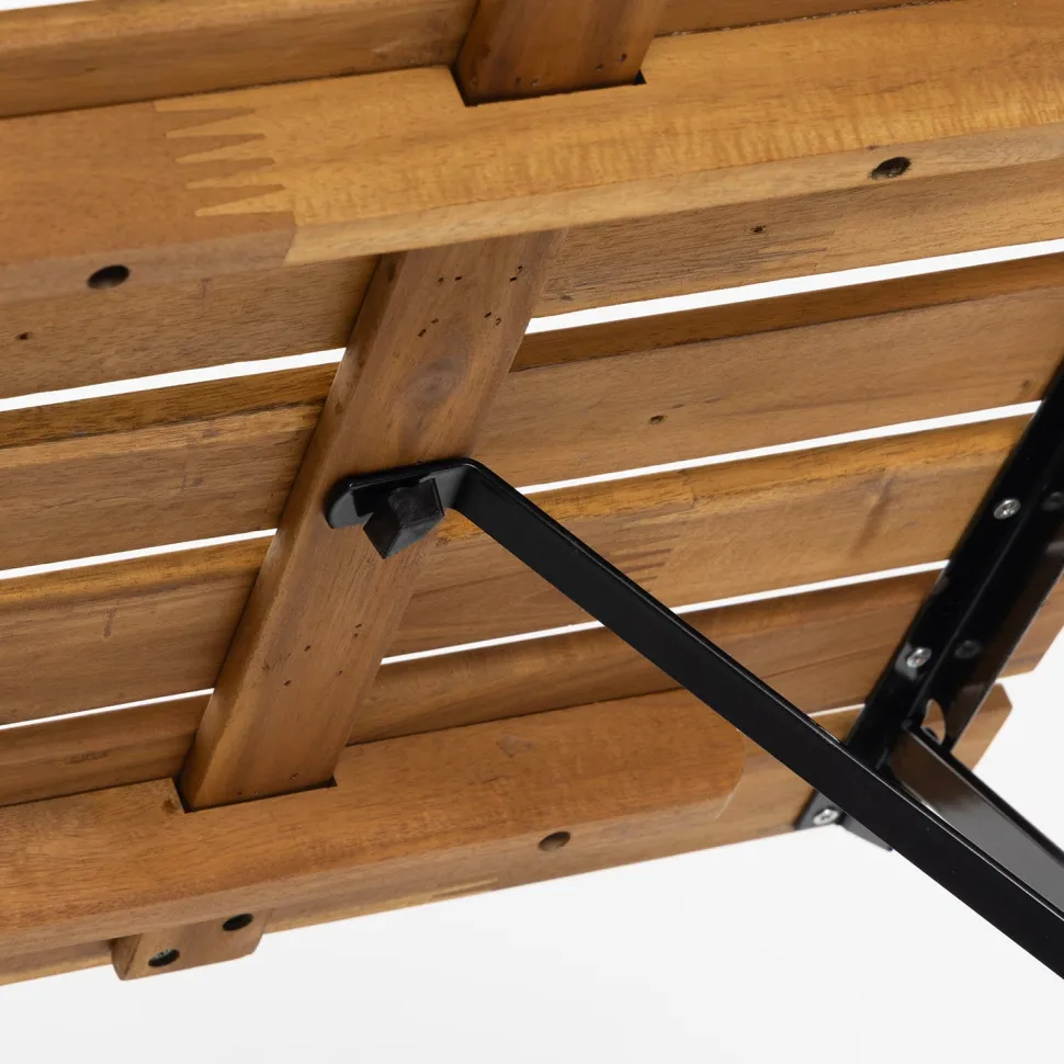 Set Tavolo da Giardino 4 Sedie Richiudibili in Legno di Acacia e Metallo