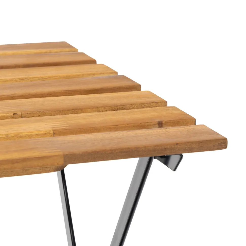 Set Tavolo da Giardino 4 Sedie Richiudibili in Legno di Acacia e Metallo
