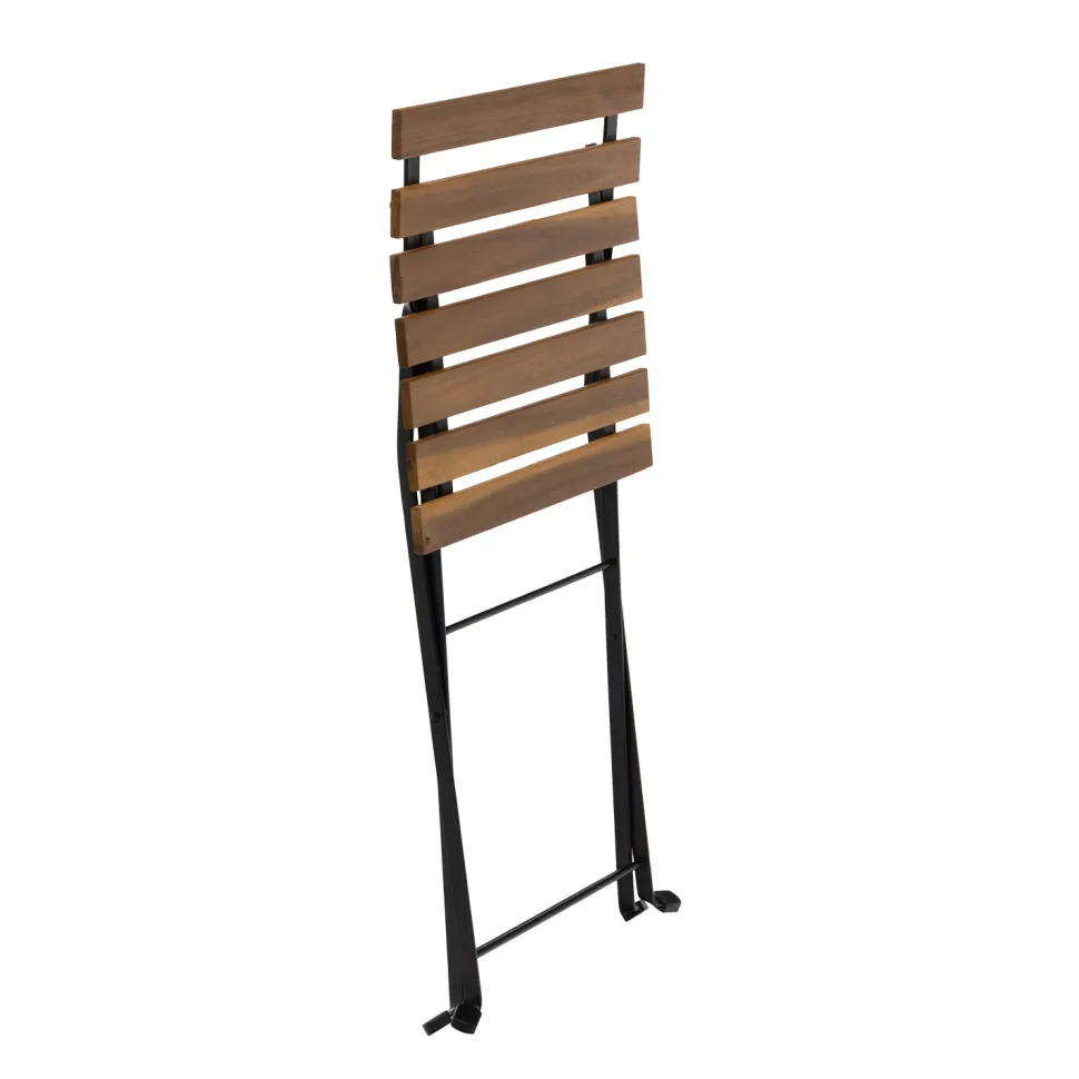 Set Tavolo da Giardino 4 Sedie Richiudibili in Legno di Acacia e Metallo
