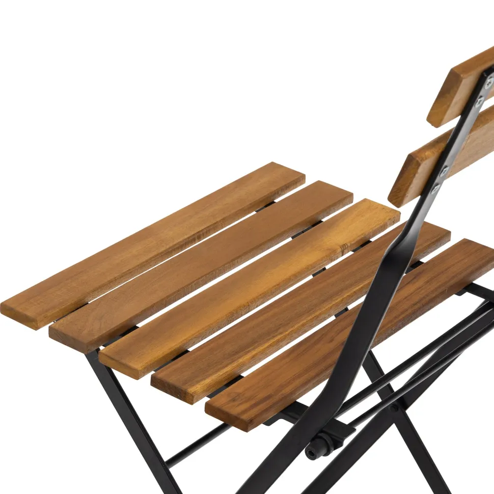 Set Tavolo da Giardino 4 Sedie Richiudibili in Legno di Acacia e Metallo
