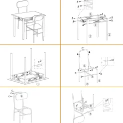 Set Tavolo da pranzo 70x70 cm e 2 sedie in metallo e MDF Rovere Cadiz