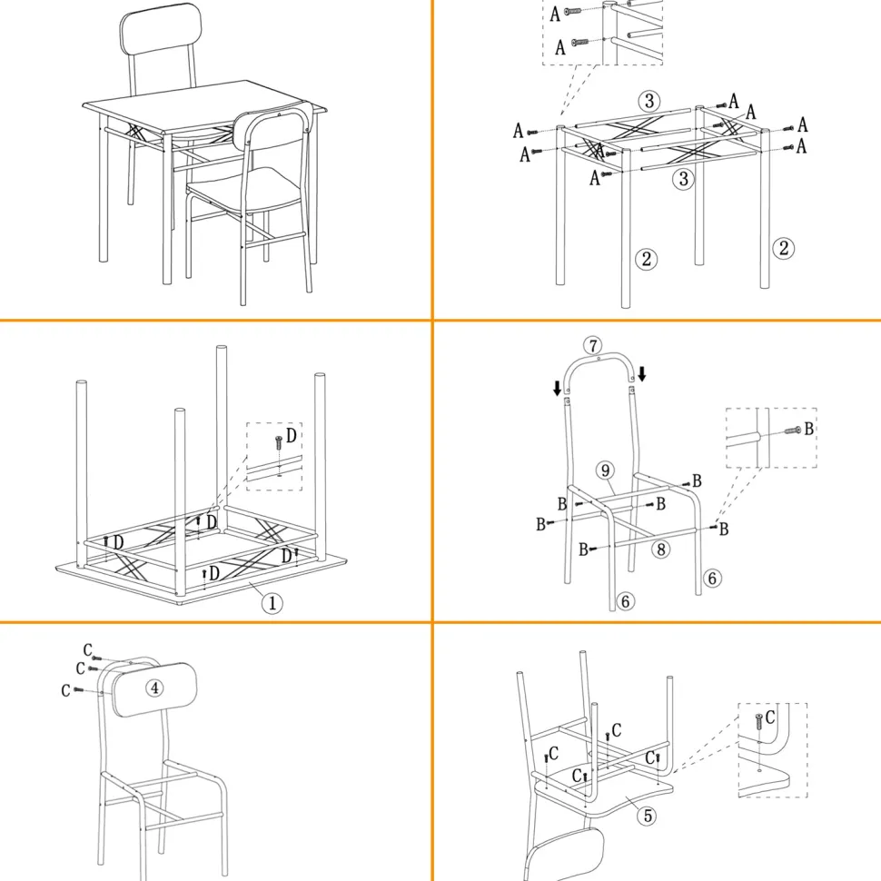 Set Tavolo da pranzo 70x70 cm e 2 sedie in metallo e MDF Rovere Massello