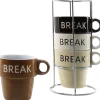 Set 4 Tazze da Tè in Stoneware con Stand 23 cl