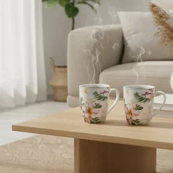 Set 2 Tazze in Porcellana Decorata Multicolor 33 cl