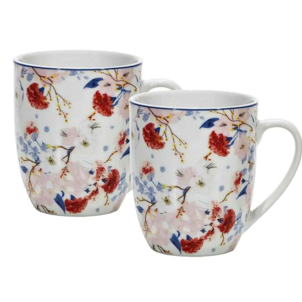 Set 2 Tazze in Porcellana Decorata Multicolor 33 cl