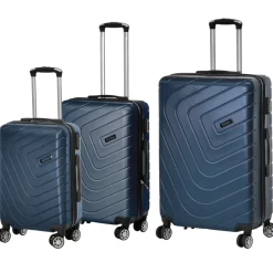 Set 3 Trolley Semirigido Blu in ABS con 4 ruote