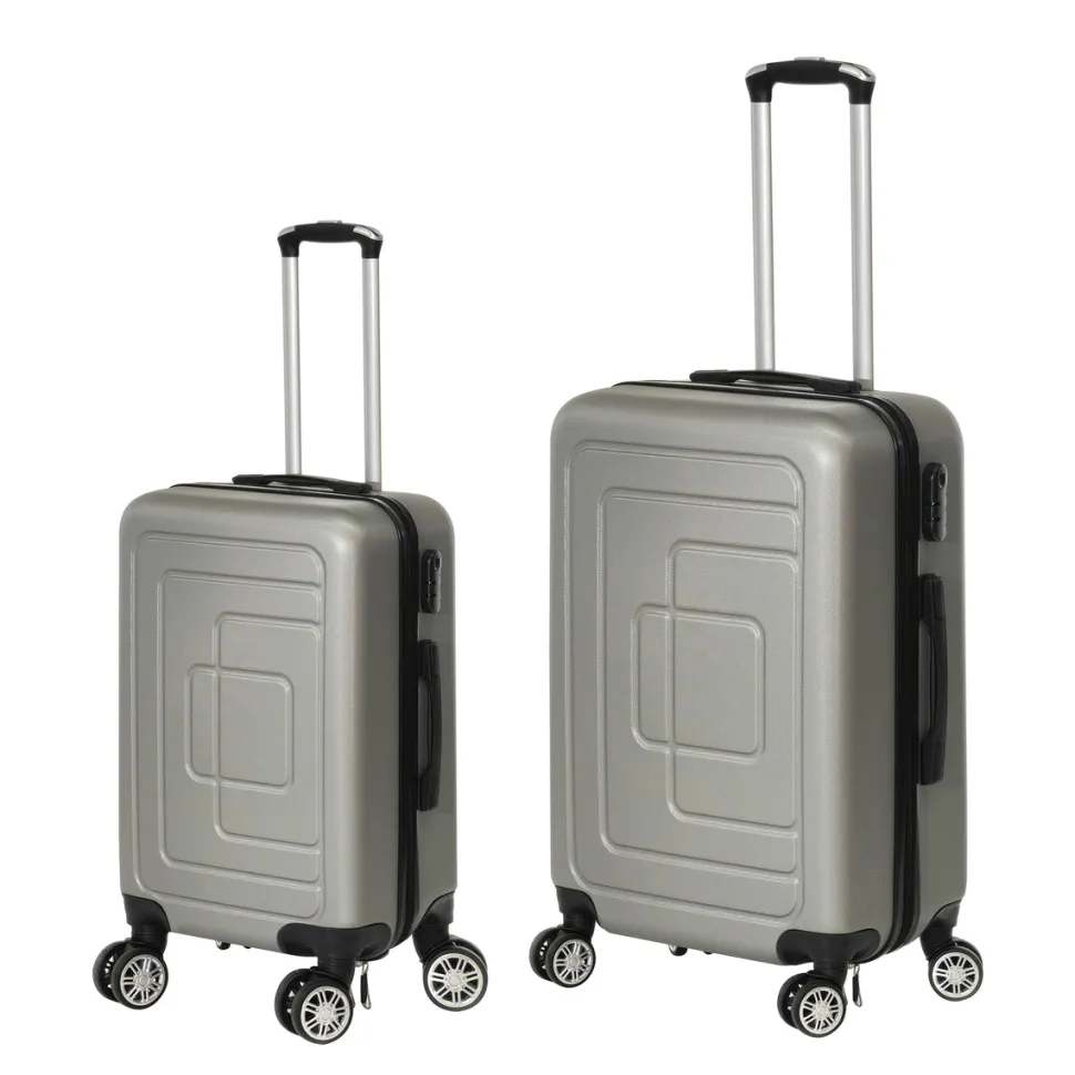 Set 2 Trolley Semirigido Grigio in ABS con 4 ruote