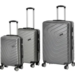 Set 3 Trolley Semirigido Grigio in ABS con 4 ruote