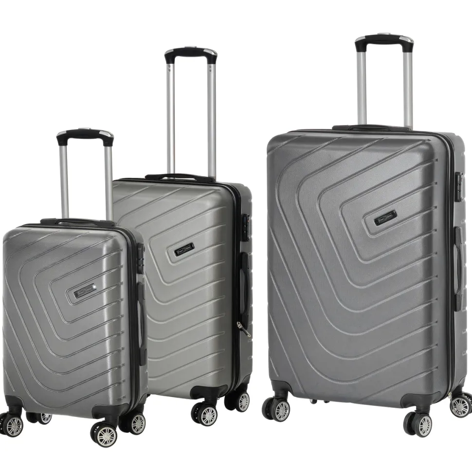 Set 3 Trolley Semirigido Grigio in ABS con 4 ruote